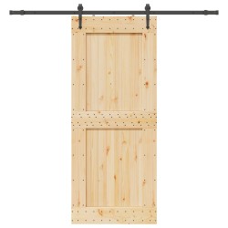 Porte coulissante NARVIK Naturel et noir 95 x 210 cm (213,5 cm) 623169623169