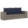 Ensemble de canapé de jardin 3 pcs avec coussins gris résine tressée 623173623173