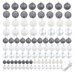 Ensemble de boules de Noël 100 pcs 3/4/6 cm Blanc/Gris 623175623175