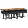 Ensemble à manger de jardin 9pcs coussins noir résine tressée 623187623187