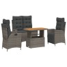 Ensemble à manger jardin 4pcs et coussins Gris Résine tressée 623191623191