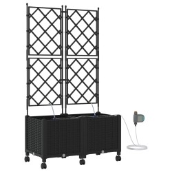 Porte-plante de jardin avec irrigation et roues 2 pc Noir PP 623193623193