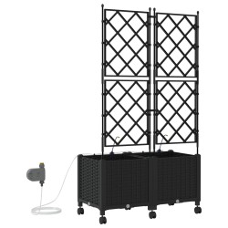 Porte-plante de jardin avec irrigation et roues 2 pc Noir PP 623193623193