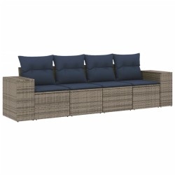 Ensemble de canapé de jardin 4 pcs avec coussins gris résine tressée 623197623197