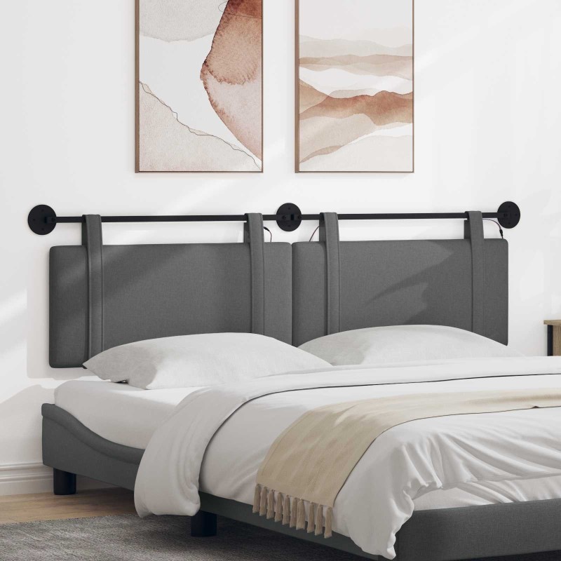 Tête de lit suspendue Avec lumière LED Gris foncé Tissu 623198623198