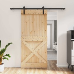 Porte coulissante Naturel et noir 95 x 210 cm 623201623201