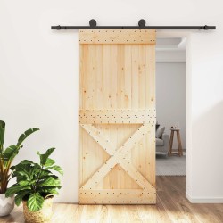 Porte coulissante Naturel et noir 95 x 210 cm 623202623202
