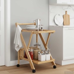 Chariot de Cuisine avec Roues Marron Clair 65 x 40,5 x 76,5 cm 623204623204