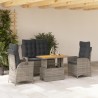 Ensemble à manger jardin 4pcs et coussins Gris Résine tressée 623212623212