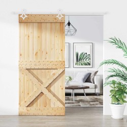 Porte coulissante Naturel et Blanc 95 x 210 cm 623226623226