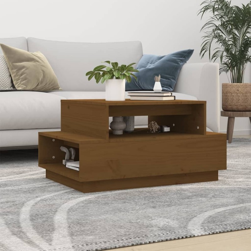 Table basse Marron miel 80x55x40,5 cm Bois massif de pin 623228623228