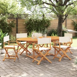 Chaises de jardin pliables lot de 6 blanc crème tissu 623229623229