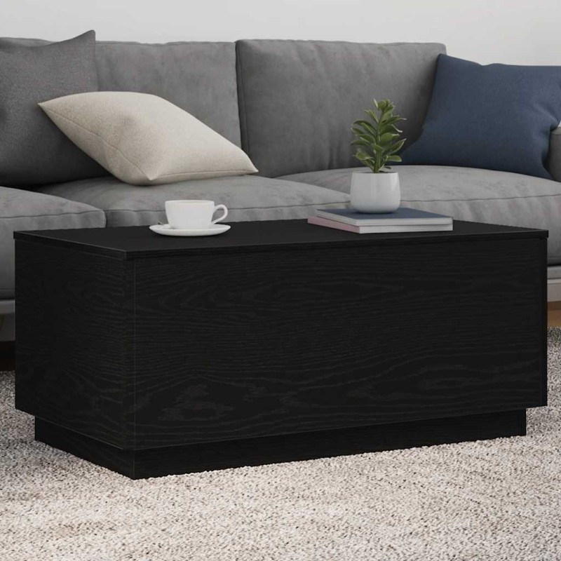 Table basse avec lumières LED chêne noir 90x50x40 cm 623234623234