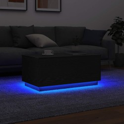 Table basse avec lumières LED chêne noir 90x50x40 cm 623234623234