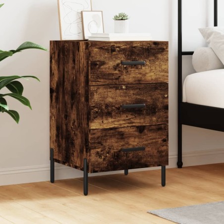 Table de chevet chêne fumé 40x40x66 cm bois d'ingénierie 623246623246