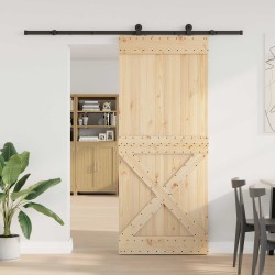Porte coulissante NARVIK Naturel et noir 95 x 210 cm (213,5 cm) 623249623249