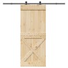 Porte coulissante NARVIK Naturel et noir 95 x 210 cm (213,5 cm) 623249623249