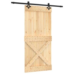 Porte coulissante Naturel et noir 95 x 210 cm 623252623252
