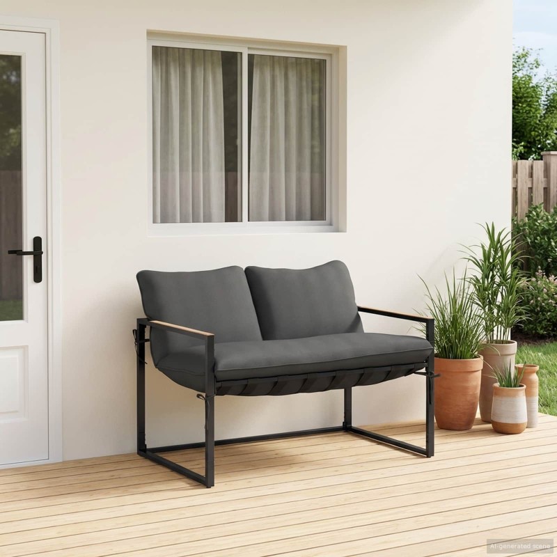 Ensemble de canapé de jardin Noir et anthracite Acier 623255623255