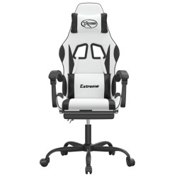 Chaise de jeu avec repose-pied Blanc et noir Similicuir 623256623256