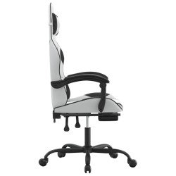 Chaise de jeu avec repose-pied Blanc et noir Similicuir 623256623256