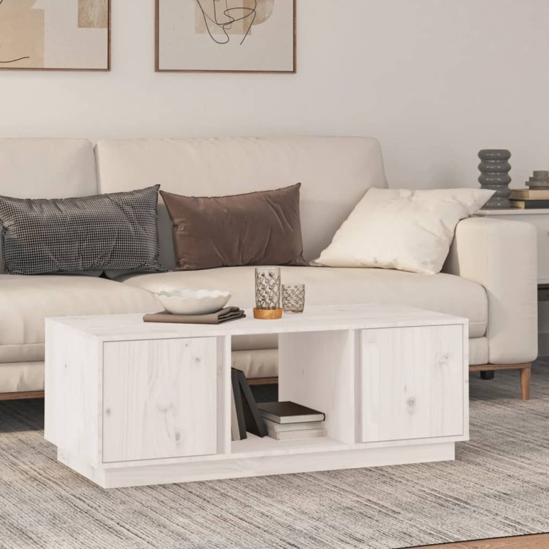 Table basse Blanc 110x50x40 cm Bois massif de pin 623260623260