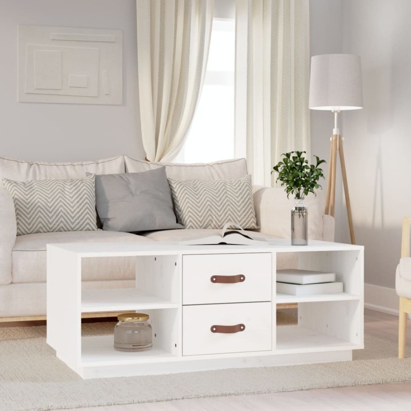 Table basse Blanc 100x50x41 cm Bois massif de pin 623270623270