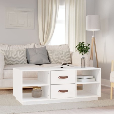 Table basse Blanc 100x50x41 cm Bois massif de pin 623270623270