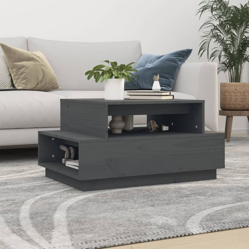 Table basse Gris 80x55x40,5 cm Bois massif de pin 623272623272
