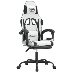 Chaise de jeu pivotante et repose-pied Blanc et noir Similicuir 623283623283