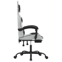 Chaise de jeu pivotante et repose-pied Blanc et noir Similicuir 623283623283