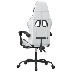 Chaise de jeu pivotante et repose-pied Blanc et noir Similicuir 623283623283