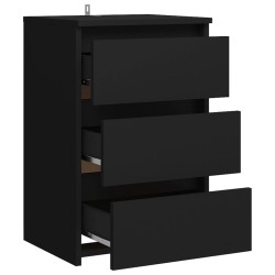 Table de chevet noir 40x35x62,5 cm bois d'ingénierie 623287623287