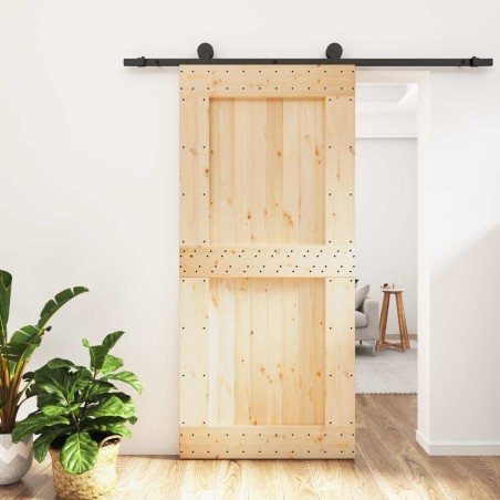 Porte coulissante Naturel et noir 95 x 210 cm 623291623291