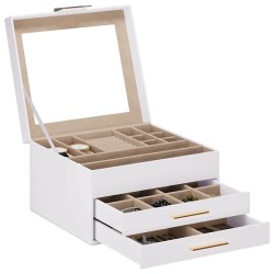 Boîte à bijoux 3 couches blanc 23x20,5x14 cm 623292623292