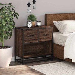 Table de chevet chêne marron 60x31x60 cm bois ingénierie métal 623308623308