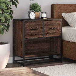 Table de chevet chêne marron 60x31x60 cm bois ingénierie métal 623308623308
