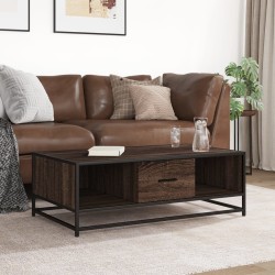 Table basse chêne marron 100x57x35cm bois d'ingénierie et métal 623315623315