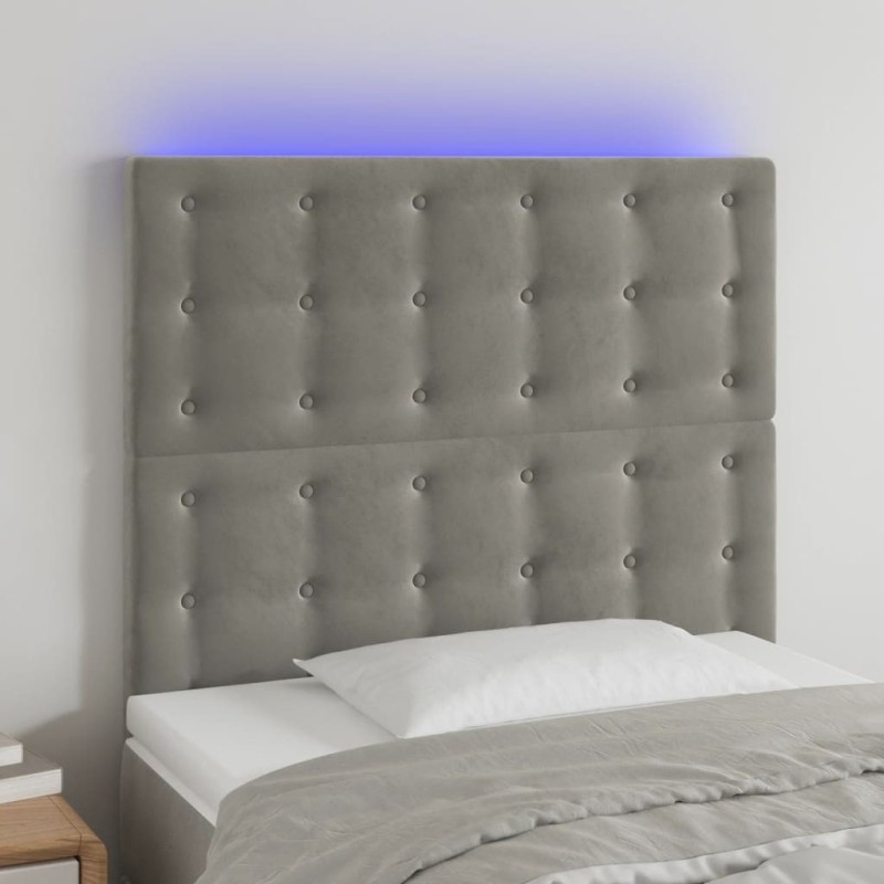 Tête de lit à LED Gris clair 80x5x118/128 cm Velours 623326623326
