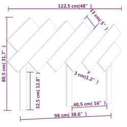 Tête de lit Blanc 122,5x3x80,5 cm Bois massif de pin 623328623328