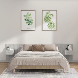 Tête de lit avec armoires Gris béton Bois d'ingénierie 623329623329