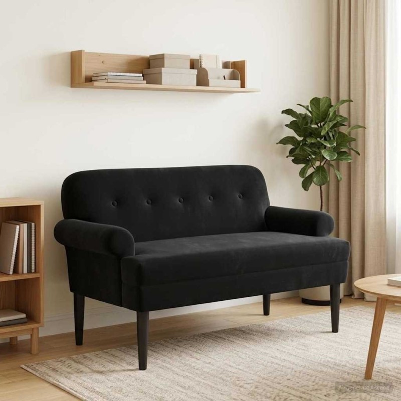 Canapé love seat avec capitonnage en boutons Noir Velours (V) 623338623338