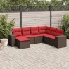 Ensemble de canapé de jardin 7 pcs avec coussins marron résine tressée 623344623344