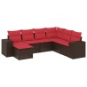 Ensemble de canapé de jardin 7 pcs avec coussins marron résine tressée 623344623344