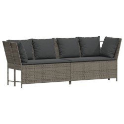 Canapé de jardin avec coussins Gris Résine tressée 623350623350