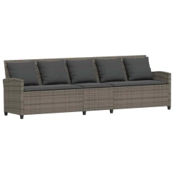 Canapé de jardin avec coussins Gris Résine tressée 623350623350