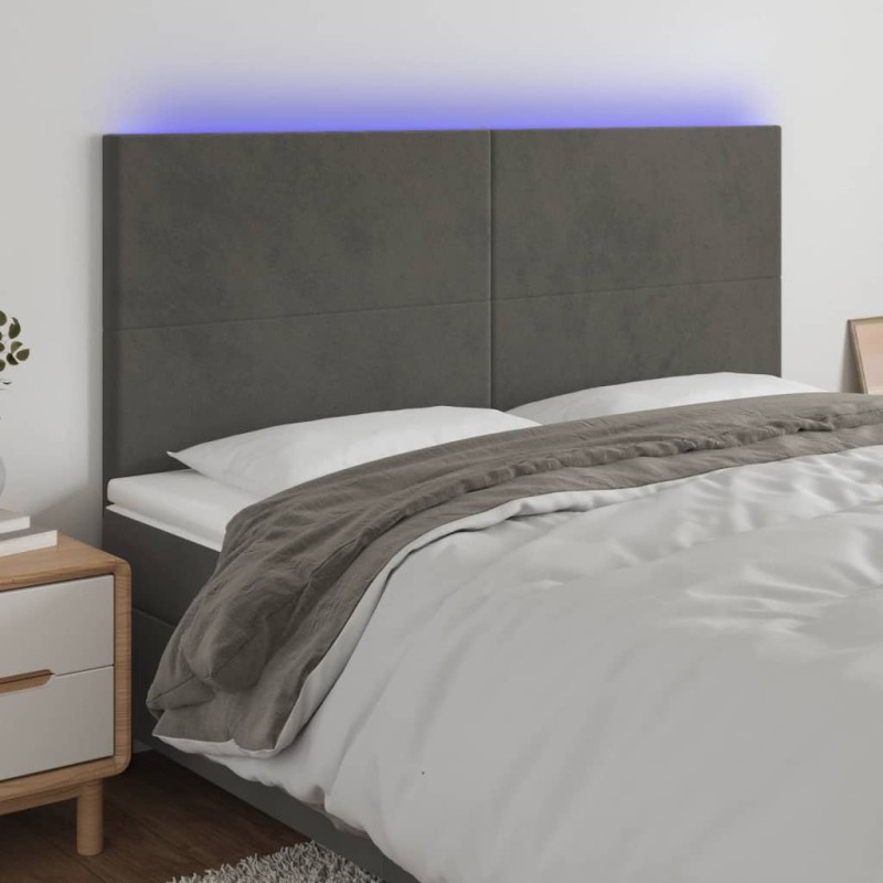 Tête de lit à LED Gris foncé 180x5x118/128 cm Velours 623355623355