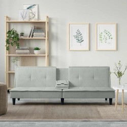 Canapé-lit avec porte-gobelets gris clair velours 623357623357