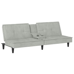 Canapé-lit avec porte-gobelets gris clair velours 623357623357