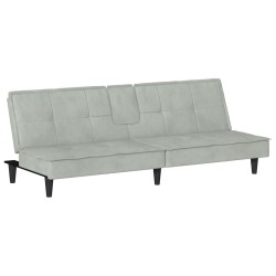 Canapé-lit avec porte-gobelets gris clair velours 623357623357